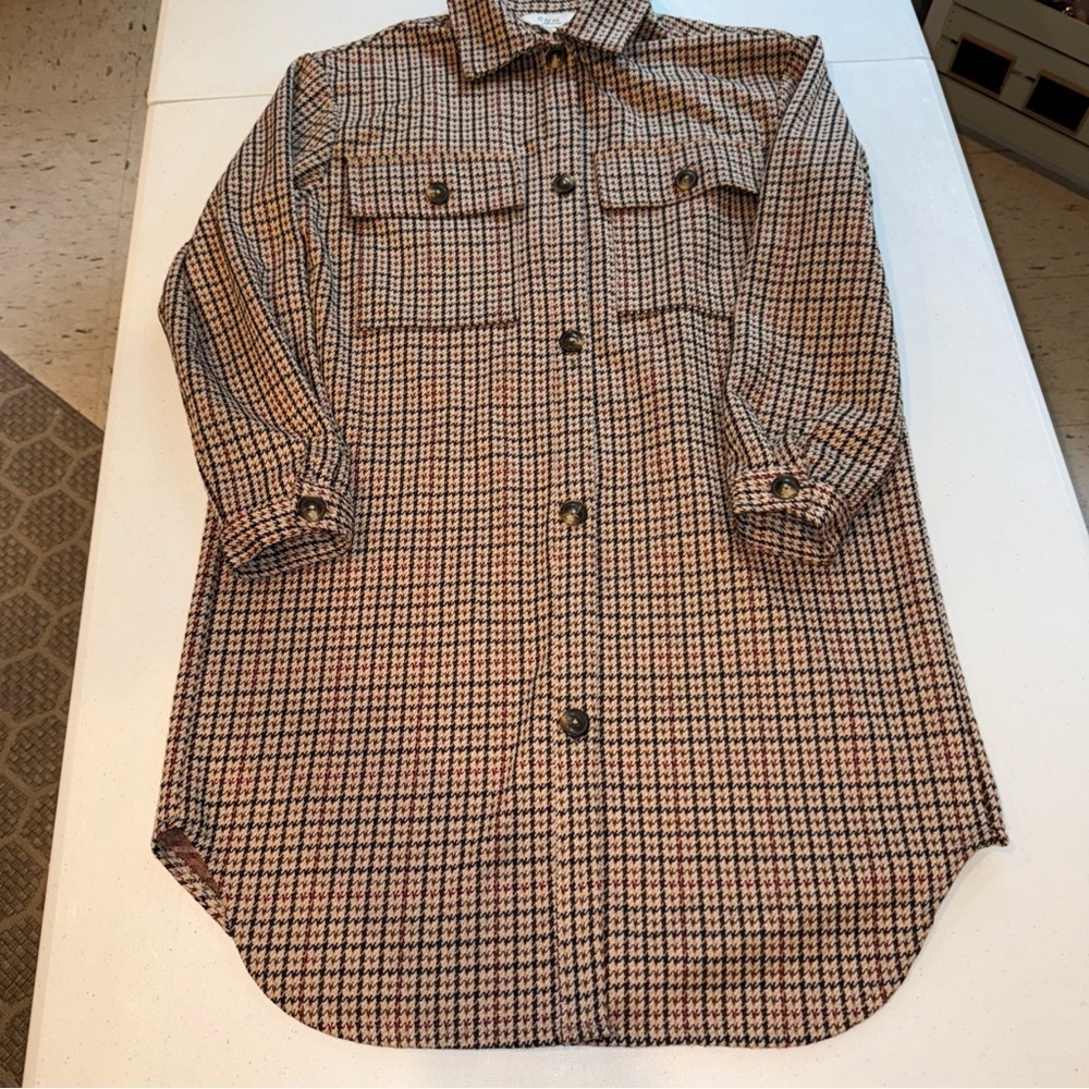 c by one medium Dress‎ Plaid Tunic Grandpa Sweater Shirt Dress Button Down Tweed